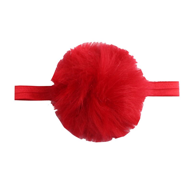 Diadema con pompones de piel sintética para bebé, bandanas elásticas de algodón para niño, turbante para bebé, accesorios para el cabello para bebé: style 2 red