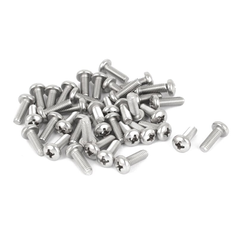 60pcs M2 Round Pan Head 304 Stainless Steel Phillips Round Head Screws Bolt Nut M2 screw Used widely in the home and office: Default Title