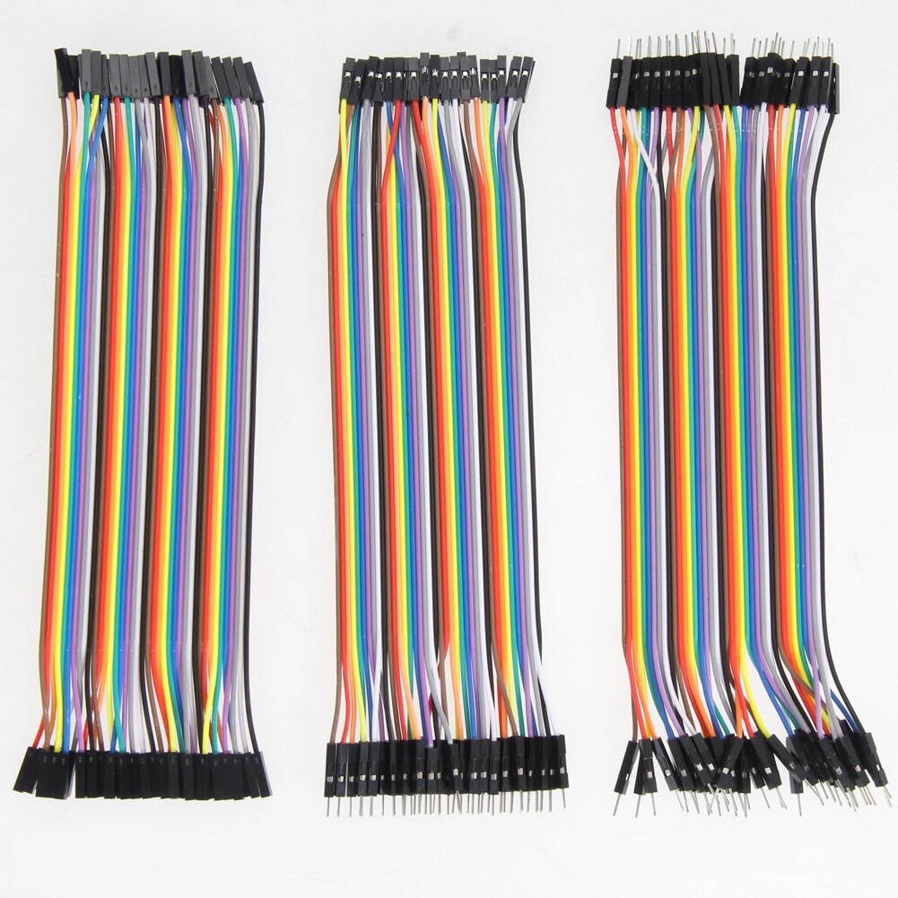 Cable de puente DuPont para Arduino, Cable macho a macho + 40 hembra + 40 macho a hembra, 20cm, 2,54mm, 1pin, 40 Uds.