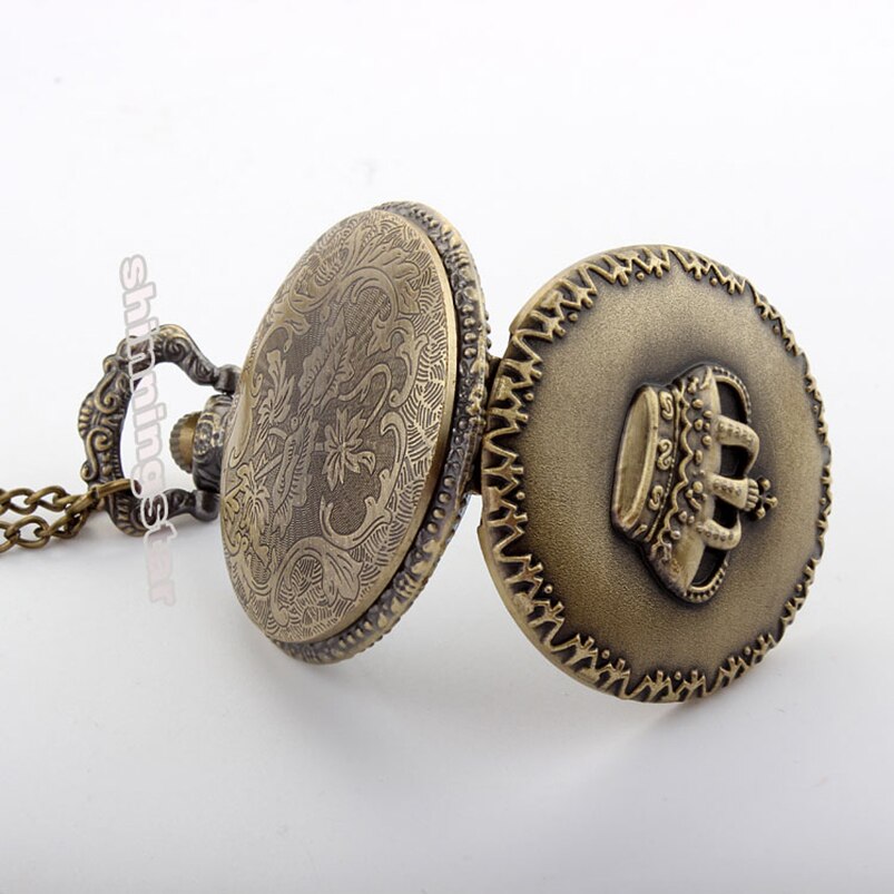 Retro bolsillo Vintage reloj De bronce real Imperial corona De cuarzo colgante, collar, cadena, los hombres y las mujeres relojes para reloj De Bolso
