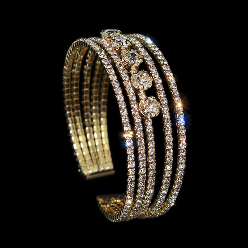 Crystal Parel Opening Armbanden Armbanden Voor Vrouwen Gold Verzilverd Stretching Armbanden Pulseras Mujer Sieraden
