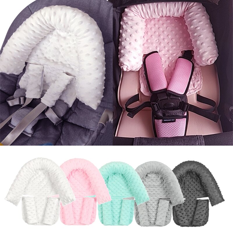 Baby Auto Veiligheid Zachte Slapende Hoofd Ondersteuning Kussen Met Bijpassende Seat Belt Strap Covers Baby Autostoel Nek Bescherming Hoofdsteun