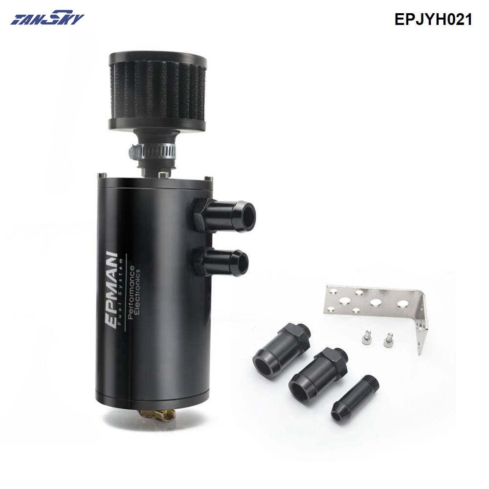 EPMAN Universal, tanque de captura de aceite con volantes cepillado, lata con filtro de ventilación, EPJYH021-AF de tanque de refrigerante redondo de aluminio para coche
