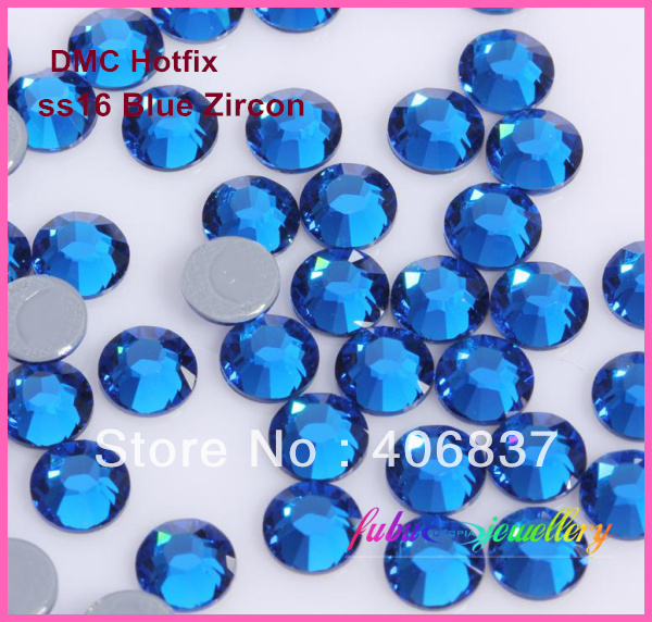 ! 1440 stks/partij, ss16 (3.8-4.0mm) DMC Capri Blue Iron On Rhinestones fix Steentjes