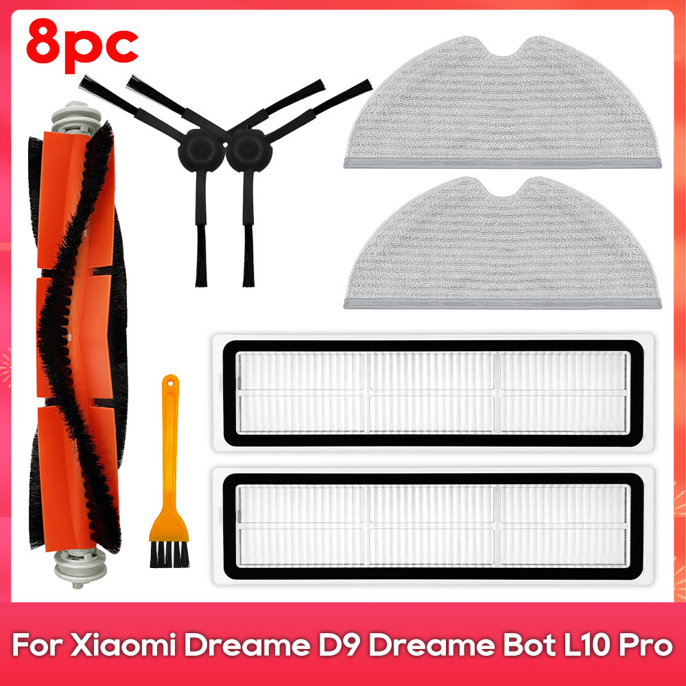 Compatible For ( Dreame D9, L10 Pro, Trouver Robot LDS Vacuum Finder ) Spare Parts Accessories Main Side Brush Mop Hepa Filter: army green