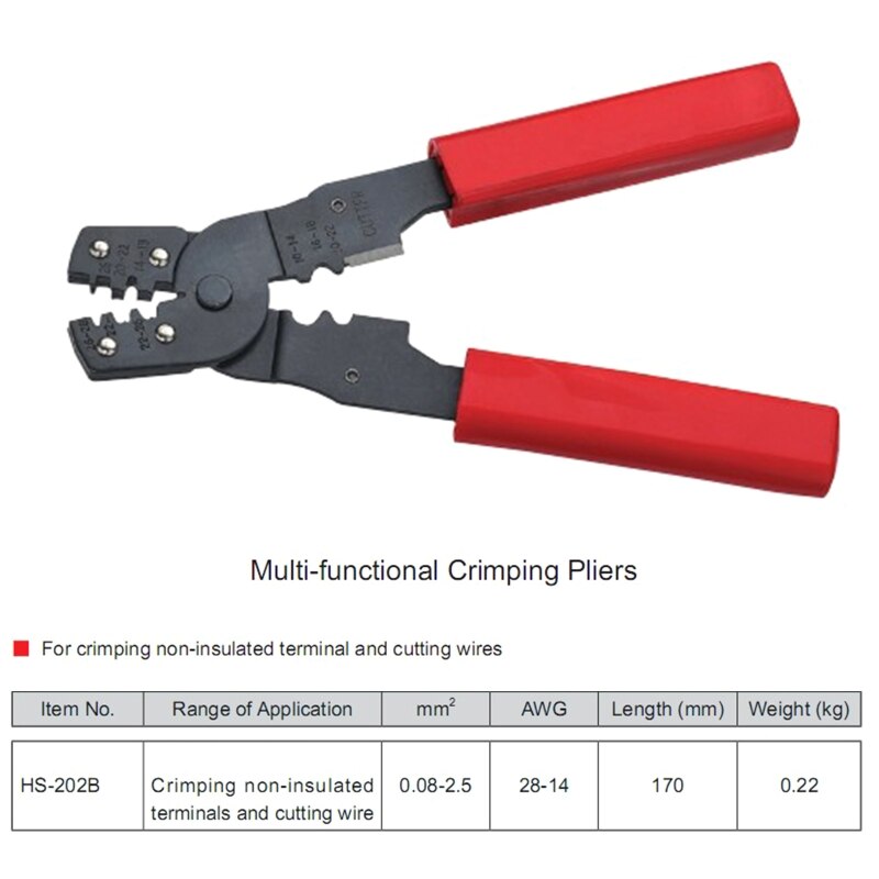 Herramienta de prensado de cables, crimpadora de cables, alicate de prensa de 170MM de longitud, pinza de prensado en frío, cortador de terminales de cableado Q84D