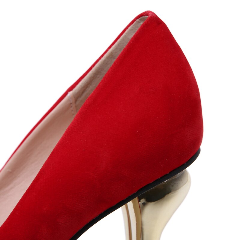 16cm Heel Ladies Pumps Red High Heel Shoes Strange Heel Platform Shoes Women Shoes Pumps Black Round Toe High Heels