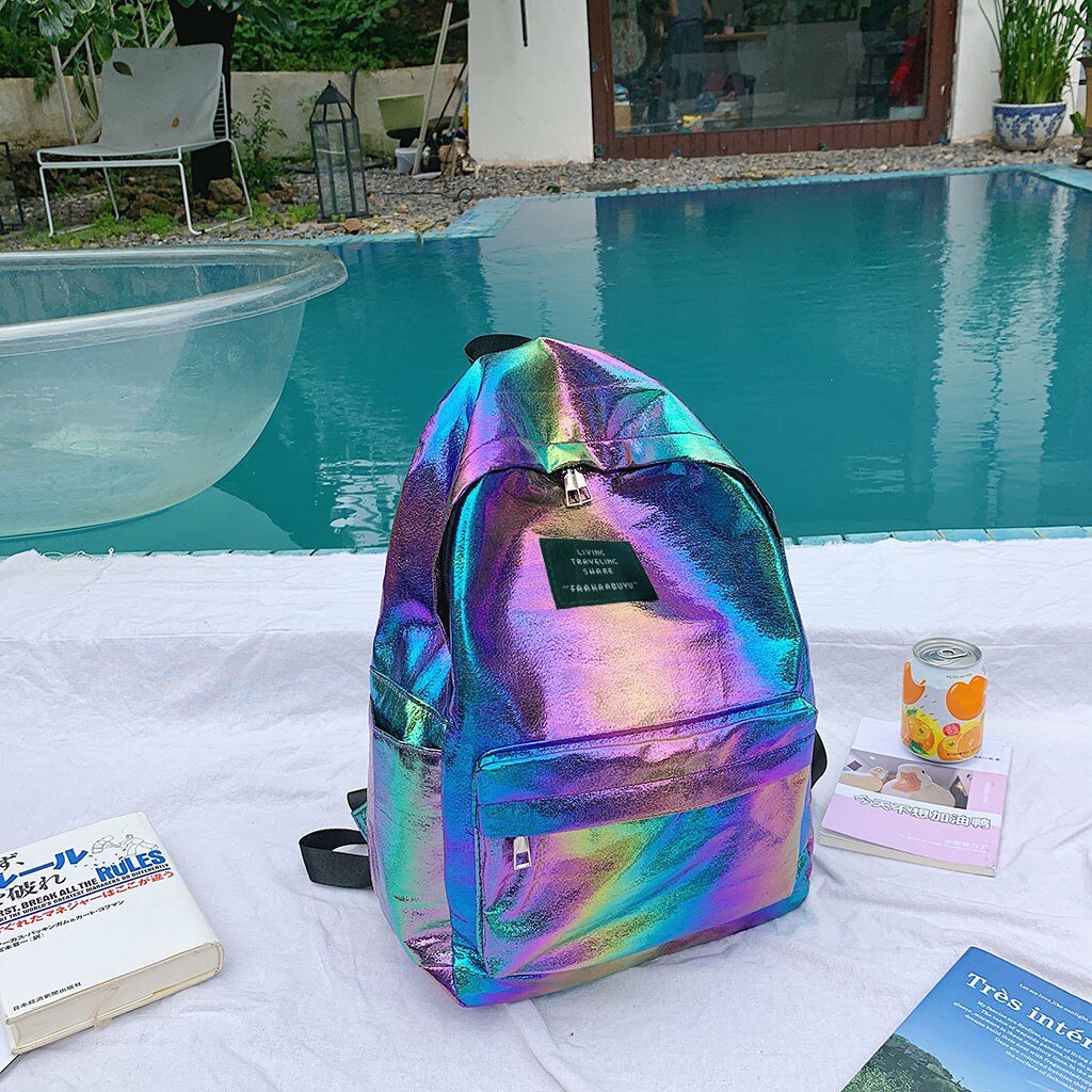 School Backpack Large Capacity Solid Color Waterproof Zipper Casual Backpack School Bag Рюкзак Школьный Женский: Purple