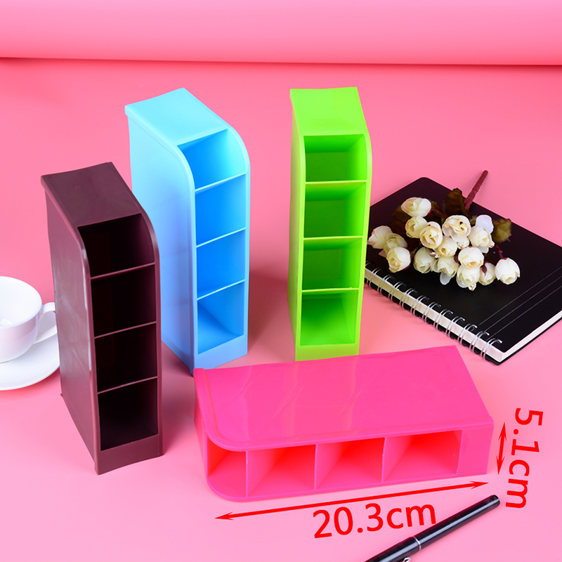 1Pcs 4 Compartment Desktop Storage Box Plastic Organizer Cosmetic Makeup Desk Holder