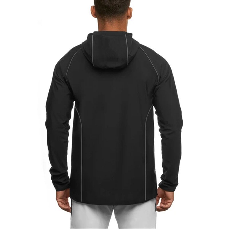 Men Running Jackets Hoodies Gym Sport Training Fitness Bodybuilding Sweatshirt Outdoor Sportswear Zipper Male Hoodies