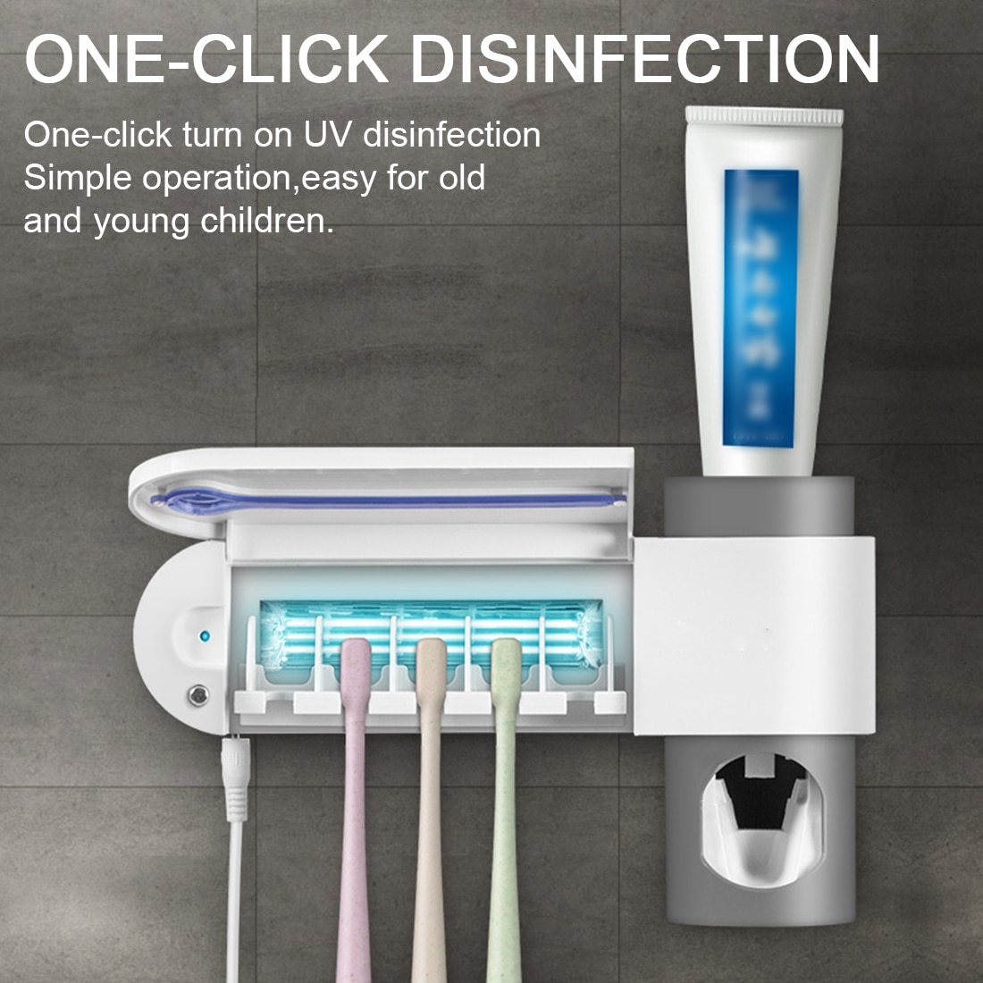 3 in 1 UV Light Multifunctional Antibacteria Ultraviolet Toothbrush Holder Automatic Toothpaste Squeezers Dispenser Home Set