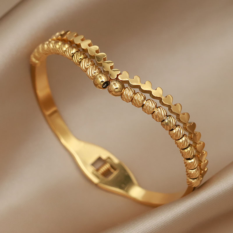 316L roestvrijstalen metalen kralen kruisarmbanden voor dames modemerk sieraden veelkleurige vlinderbloemarmbanden: Puur Goud Kleur