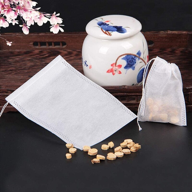 JEYL 200PCS Tea Filter Bags, Disposable Tea Infuser Bags Paper Empty Tea Bags Drawstring Loose Leaf Tea Bag Herb Filter Bag