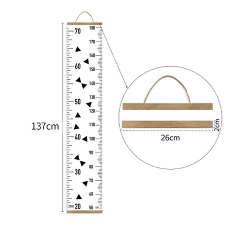 Wooden Wall Hanging Child Growth Ruler Stadiometer Removable Height Wall Stickers Baby Kids Room Nursery Growth Chart Home Decor: HR002
