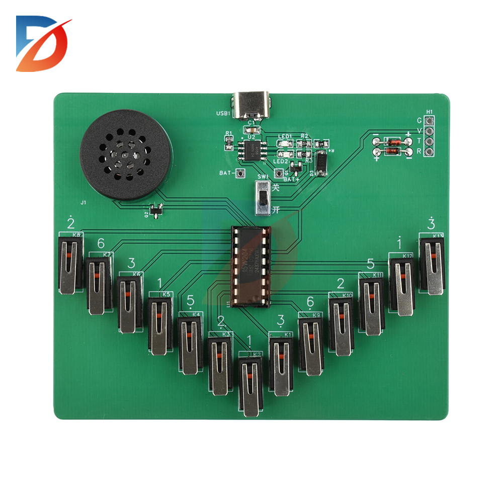 Elektronisches Kalimba-DIY-Bausatz, DC 3–5 V, pentatonisches Instrument, Schweißübungen, lustige Leiterplattenteile Typ C, ohne Batterie