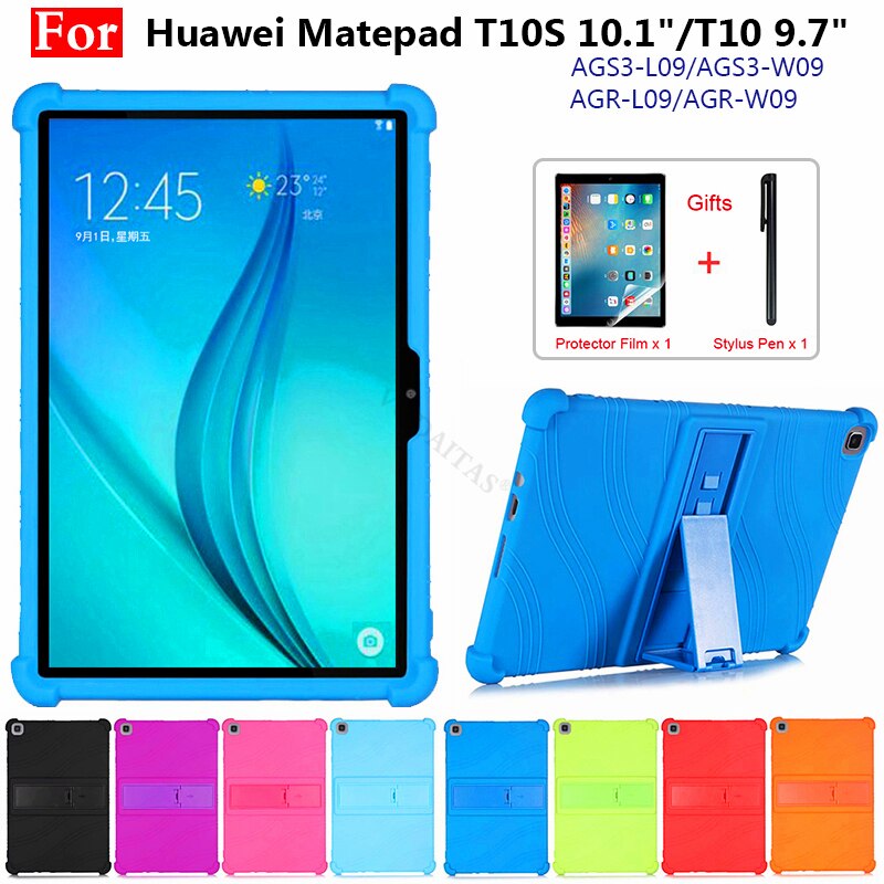 Nowe etui do Huawei Matepad T10S 2020 10.1 cal Case AGS3-L09/AGS3-W09 MatePad T10 10.1 dzieci case stojak silikonowy odporny na wstrząsy okładka