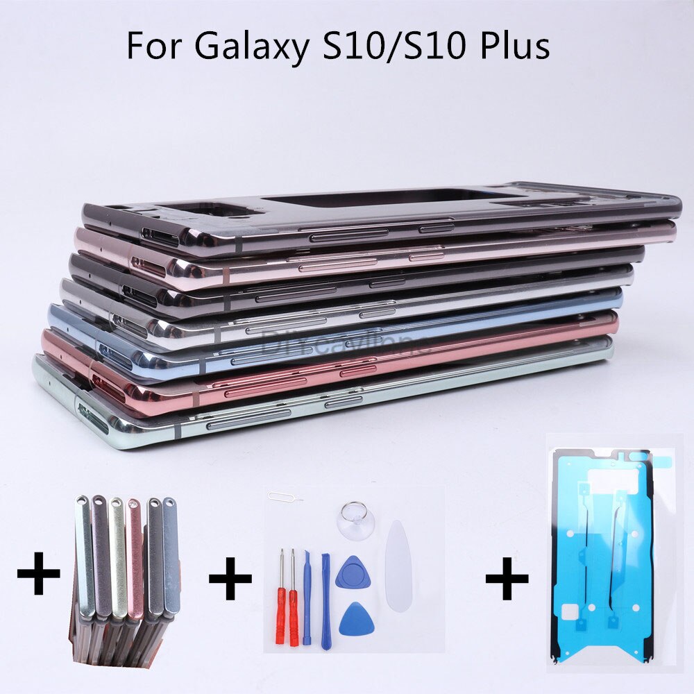 Samsung galaxy  s10 plus  g975 keskikehyksen keskilevyn rungon rungon osat samsung  s10 g973 +  vedenpitävälle tarralle