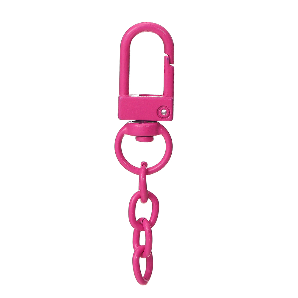 10pcs/lot Keyring Lobster Clasp Spring Buckle With Chains Colored Keychains For DIY Jewelry Making Key Ring Hooks Bags Buckle: Watermelon red