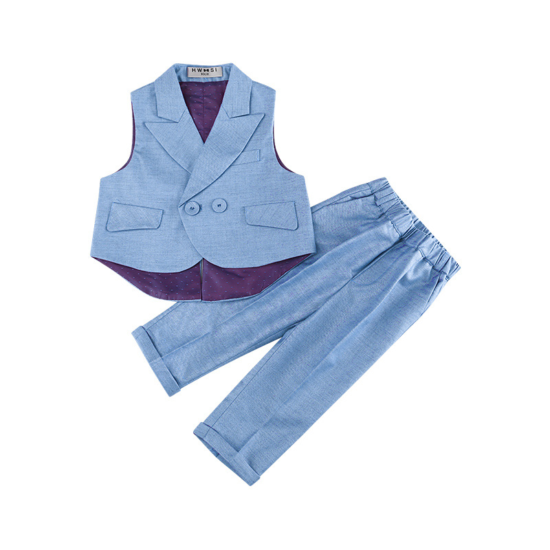 Spring Autumn Child Formal Dress Suit Set Boys First Birthday Party Performance Wedding Costume Kids Waistcoat Pants Clothing