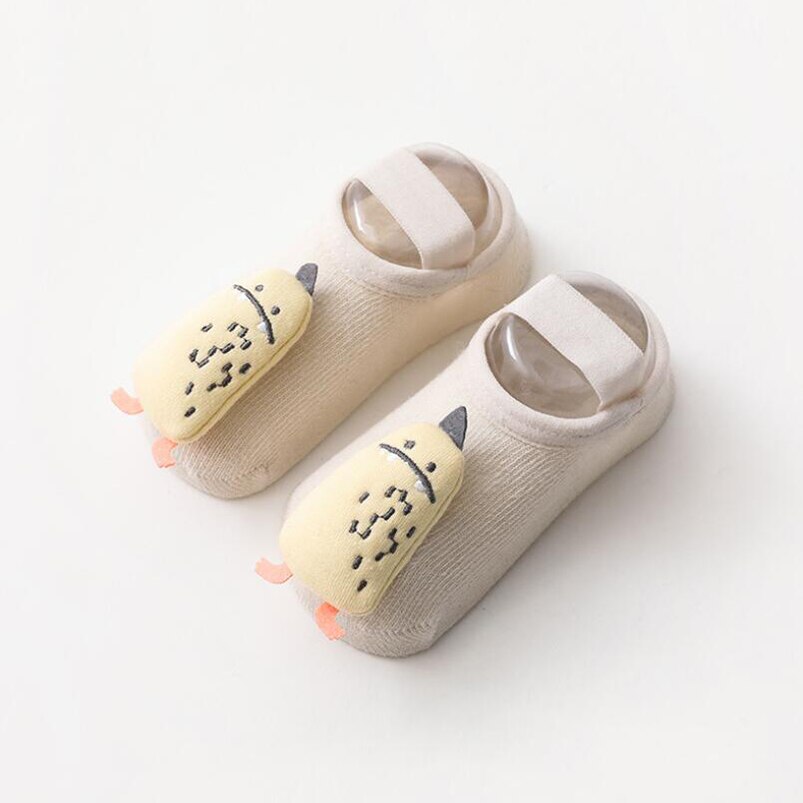 Chaussettes 3D motif lapin/fleur/hérisson, pour enfants, vêtements pour garçons et filles, chaussettes de sol à semelle en caoutchouc: d / 1 to 3t