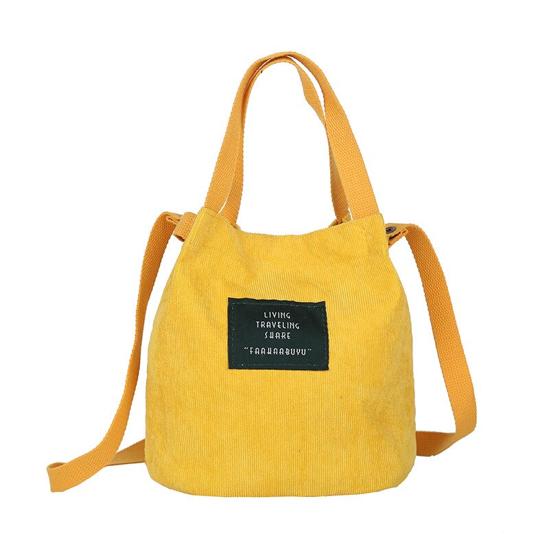 femmes sac à main dames velours côtelé sac à main épaule dames fourre-tout sac à main sacoche sac de messager sac de Shopping de rue: Jaune