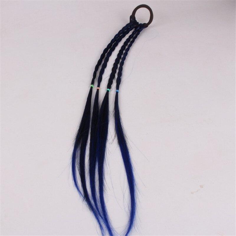 Women Girls Colored Strands for hair Headband Braided Hairband Kid Elastic Hair Rubber Band Hair Clip Wig Pigtail Accessories