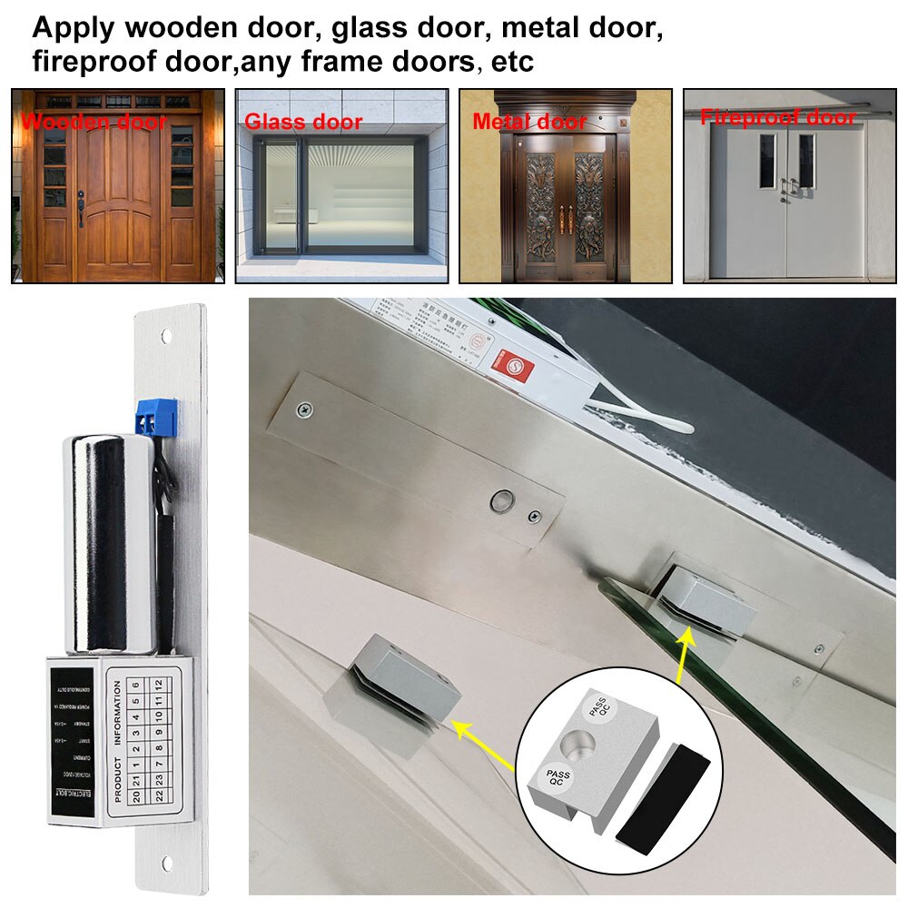 Fail Safe 12V Electric Bolt Lock Low Temperature Electronic Mortise Door Lock with Time Delay for Security Access Control System