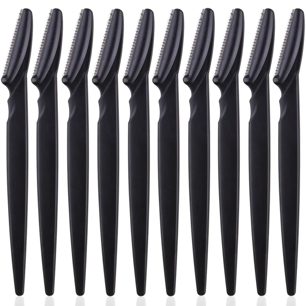 Cortadores de depilación para cejas, cuchillo de seguridad, raspador de maquillaje, recortador de cejas, afeitadora facial portátil, 3/10 Uds.: Pizarra cepillada
