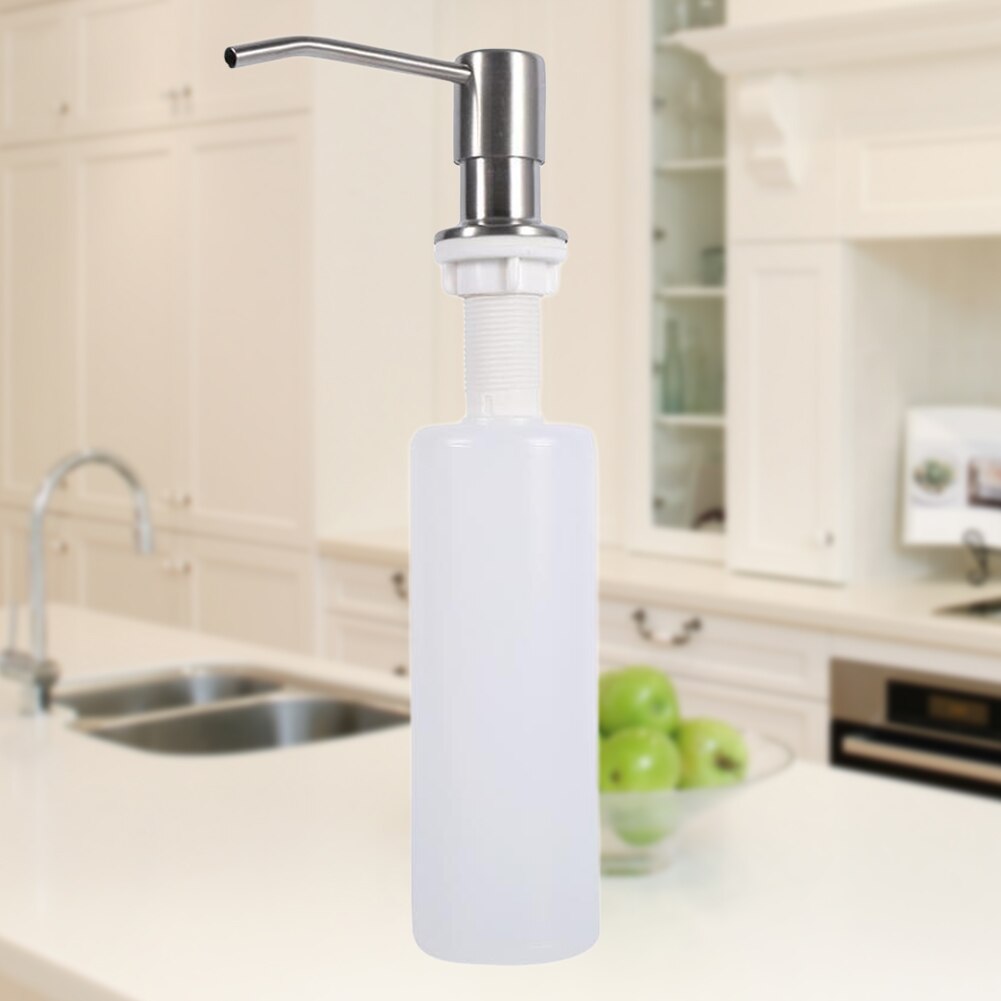 Hand Wassen Rvs Badkamer Zeepdispenser Installeren Refill Vloeibaar Wasmiddel Aanrecht Met Fles Pomp Commerciële