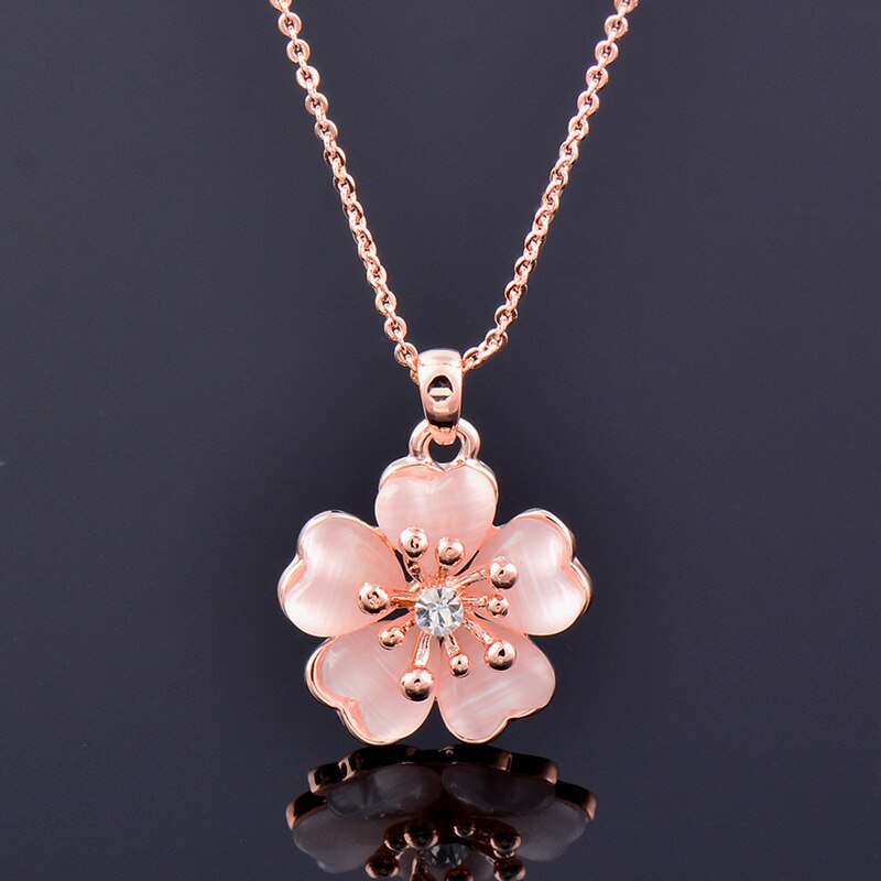 Sinleery moda sólida opala ameixa flor pingente colar rosa ouro cor jóias de casamento para mulher menina bijoux femme xl260 ssb: beige opal