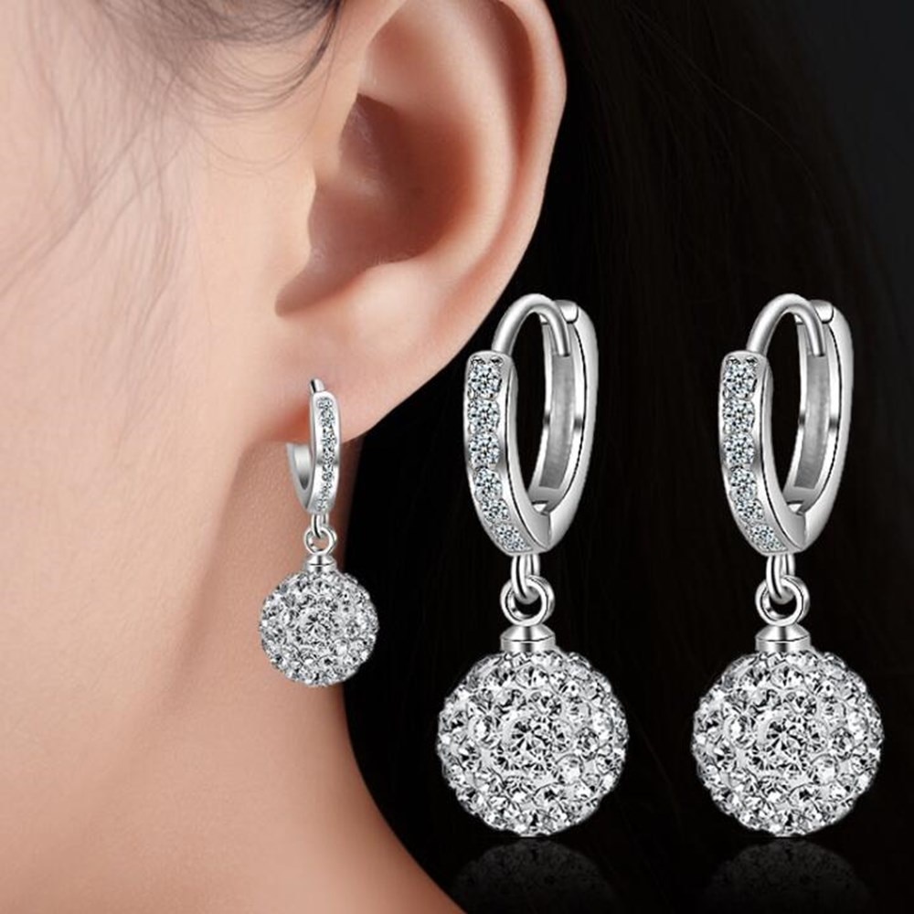 NEHZY 925 Sterling Silver Woman Jewelry Retro Simple Shambhala Crystal Zircon Round Earrings 10MM