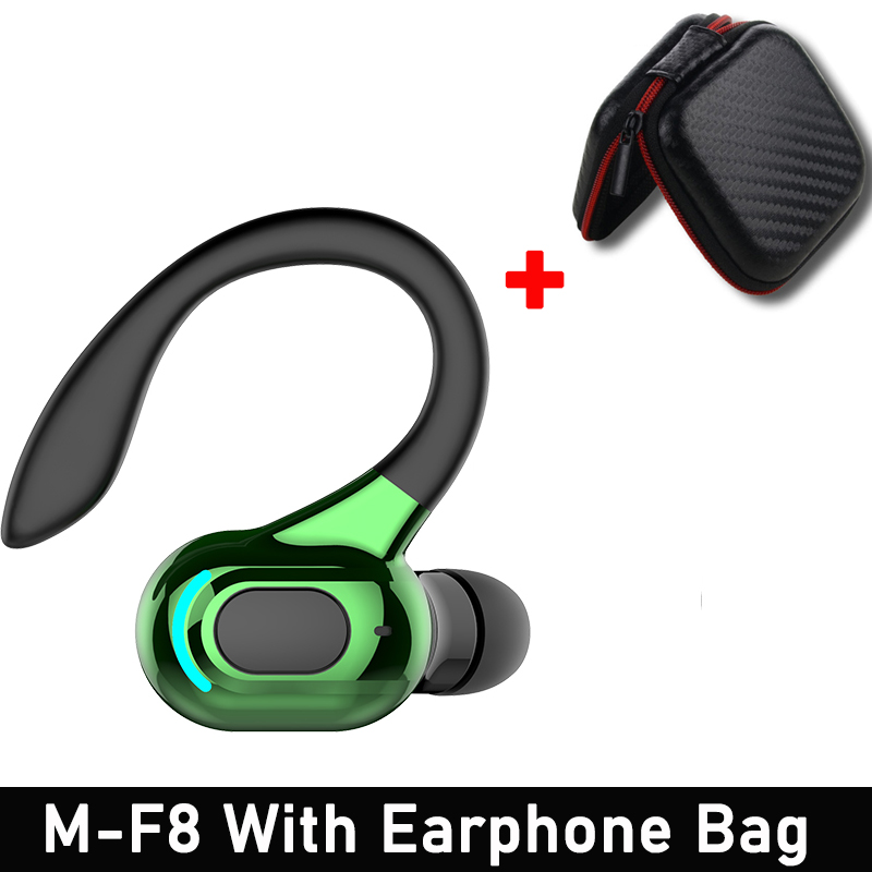 VAORLO-auriculares inalámbricos M-F8, cascos con Bluetooth 5,2, gancho para la oreja, Mini auriculares de negocios, cancelación de ruido de graves HIFI, Auriculares deportivos para juegos: Multicolor