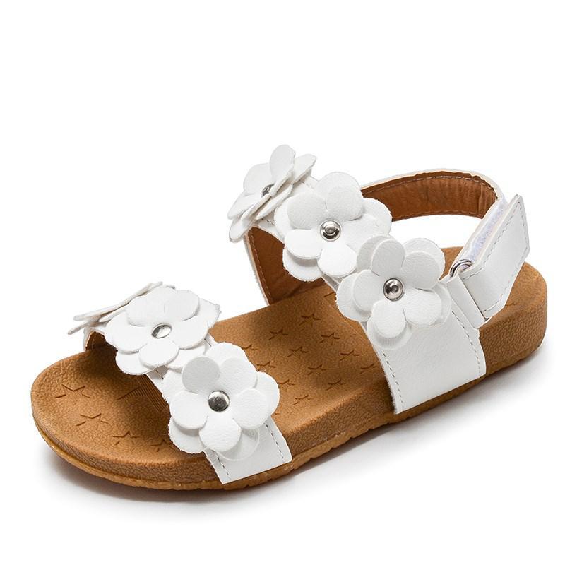 Sommer børnesandaler til piger babysandaler bløde læderblomster prinsesse pigesko børn strandsandaler småbørnssko