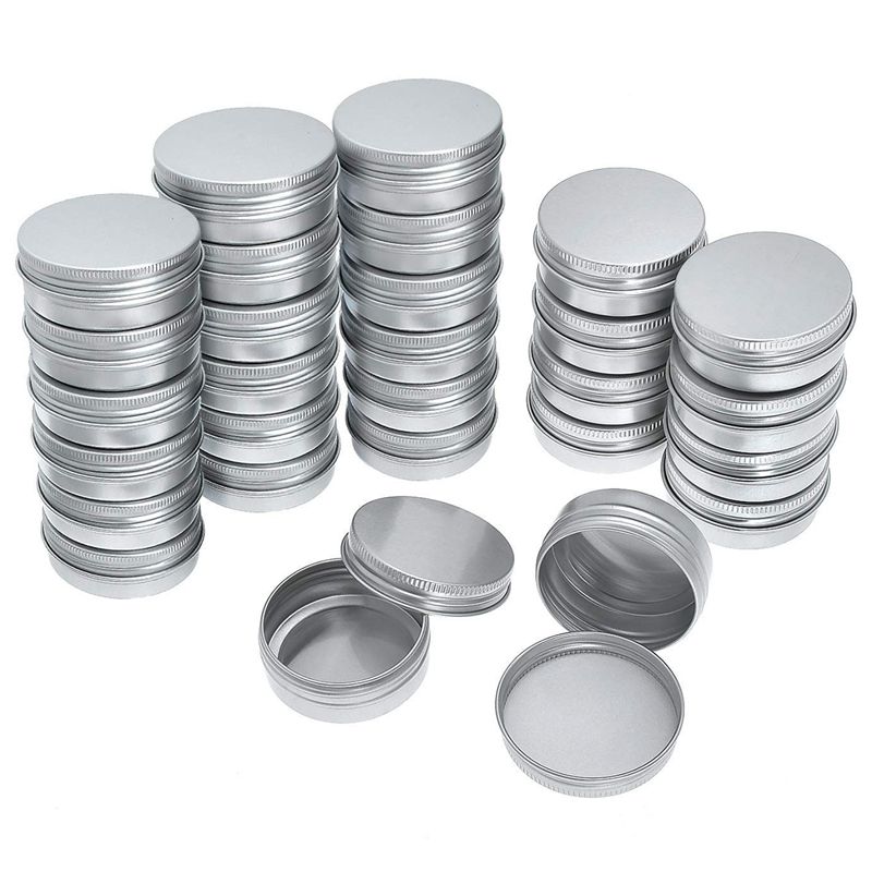 Pack Of 40 Screw Top Round Aluminum Tins Cans - Aluminum Screw Lid Round Tin Container Bottle: Default Title