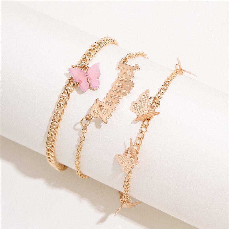 Modyle-Bracelet de cheville papillon pour femmes, chaîne couleur or, Bracelet de cheville angulaire du pied, cheville de plage, bijoux bohème, nouvelle ,