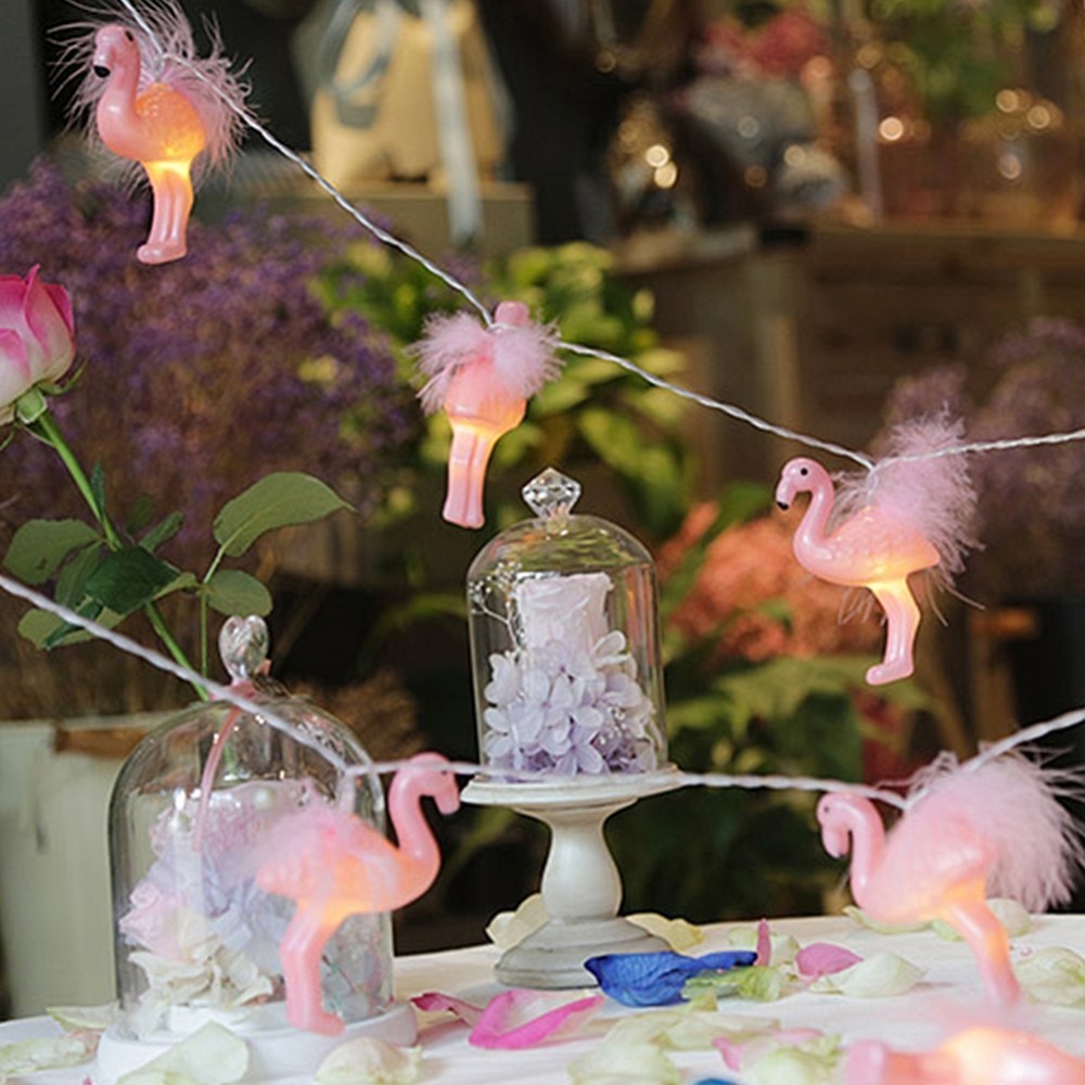 Led Feathered Flamingo Battery Operated String Lights LED Decoration For Christmas Garland Lustre