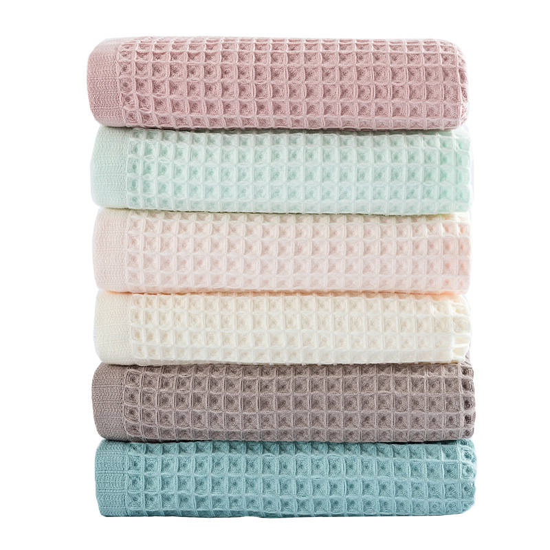 Baumwoll-Waffel-Badetuch für Damen und Herren, Badezimmerhandtuch, Erwachsene, 70 x 140 cm