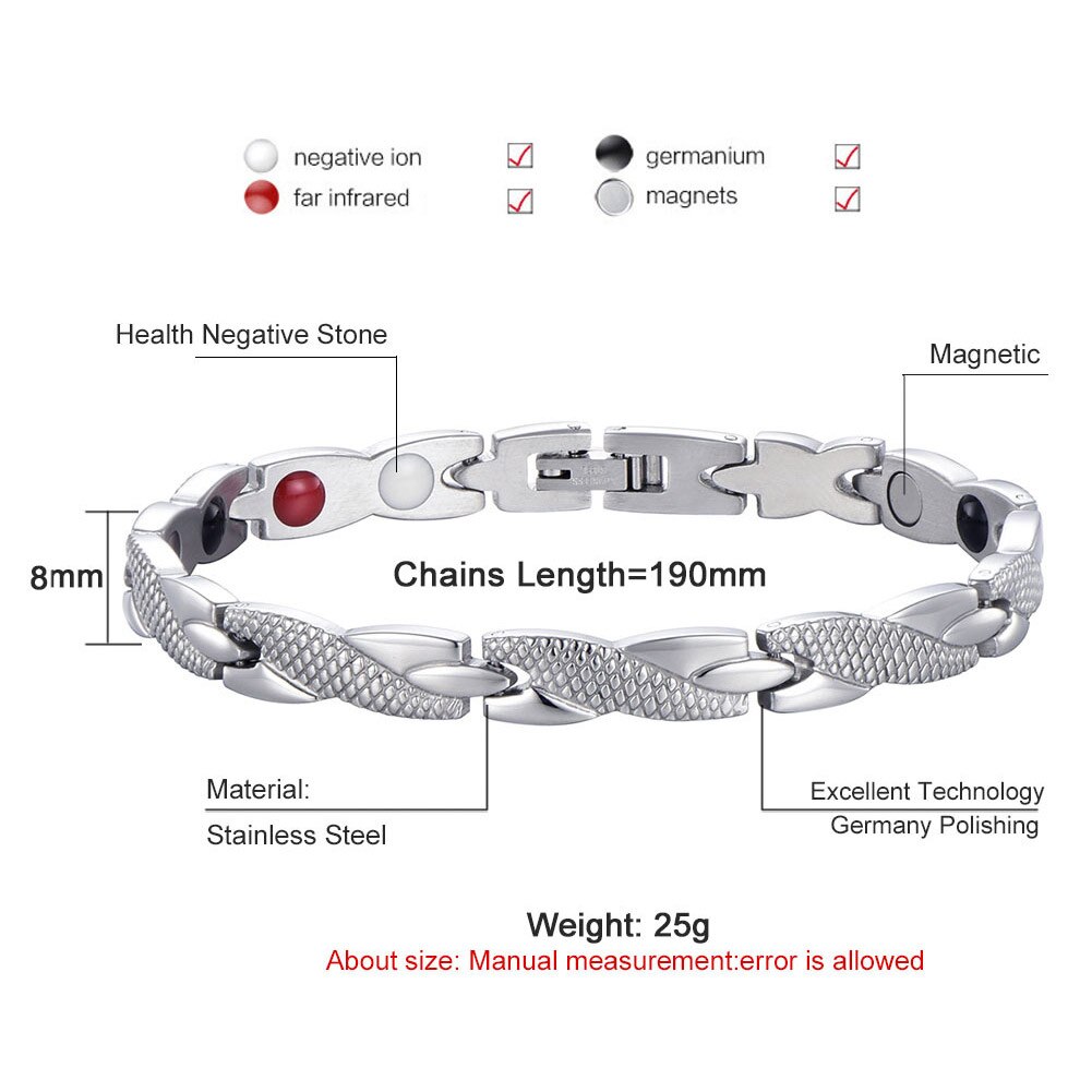Hommes femmes Bracelet torsadé thérapie magnétique saine arthrite soulagement de la douleur Bracelet KS