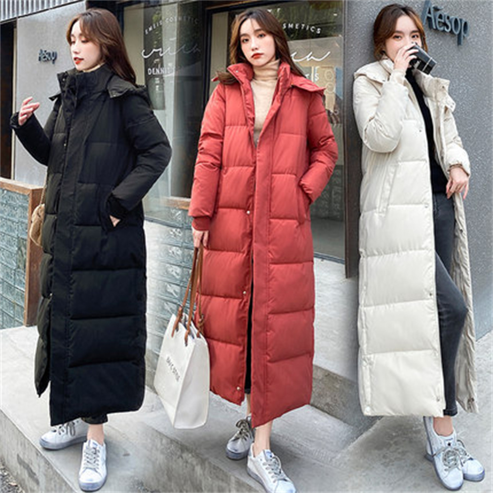 Chaqueta acolchada de plumón para mujer, chaqueta holgada larga por encima de la rodilla, versión coreana, gruesa, H552,