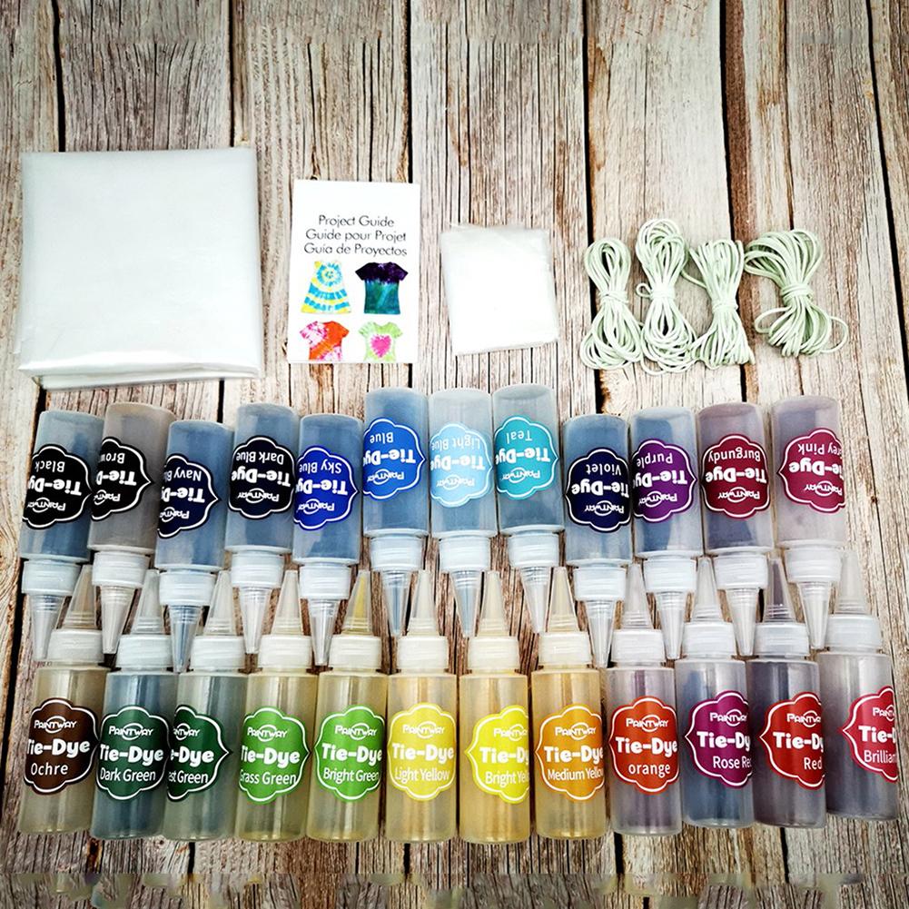 24 colori Permanente di Abbigliamento FAI DA TE Vernici Tessuto Tessile cravatta tintura Pigmento kit Impostare il colore Brillante facile Da usare FAI DA TE cravatta tintura kit