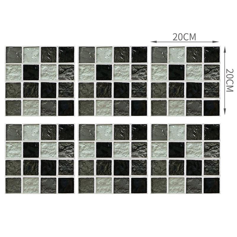6pcs Tiles Stickers Self Moisture-proof Surface Covered with Film Adhesive Mosaic Kitchen Bathroom Waterproof Wallpaper: MSC035