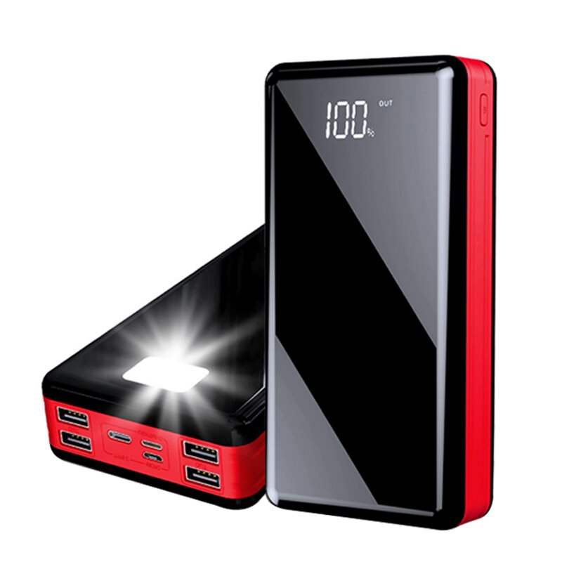 80000mah Power Bank Digital Display Charger LED Portable External Battery Powerbank For IPhone Samsung Xiaomi: Red