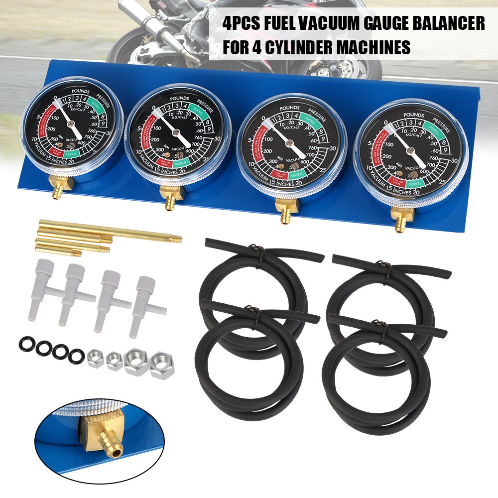 Synchronizer Tool with Hose For 4 Cylinder Engines Machines Vacuum Balancer Gauge Motorcycle Fuel Carburetor Synchronizer