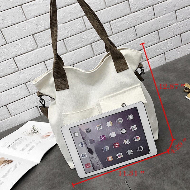 Women Bag Retro Handbags Soft Canvas Bag Large Capacity Women Shopping Bag Casual Hasp Ladies One Shoulder Tote Bags