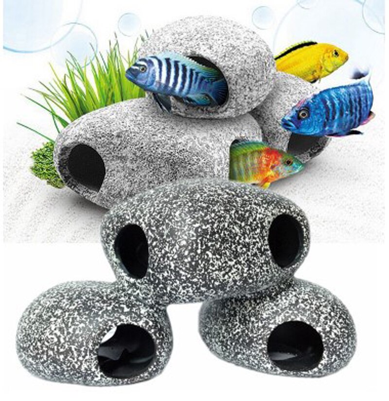 1PCS Cichlid Stone Cave Aquarium Fish Tank Pond Ornament Decoration Shrimp Breeding Rock Cave Decoration Hole Fish Tank Decor