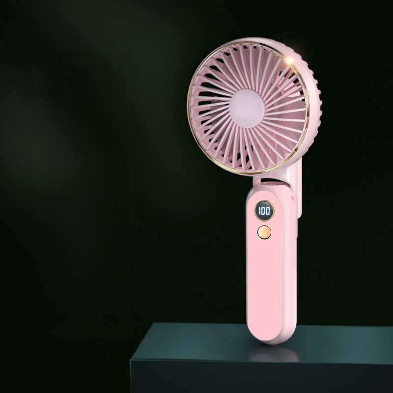 180 ° foldbar håndholdt usb mini-ventilator til hjemmet, bærbar genopladelig digital display, lomme, høj vindkraft elektrisk ventilator: Klar