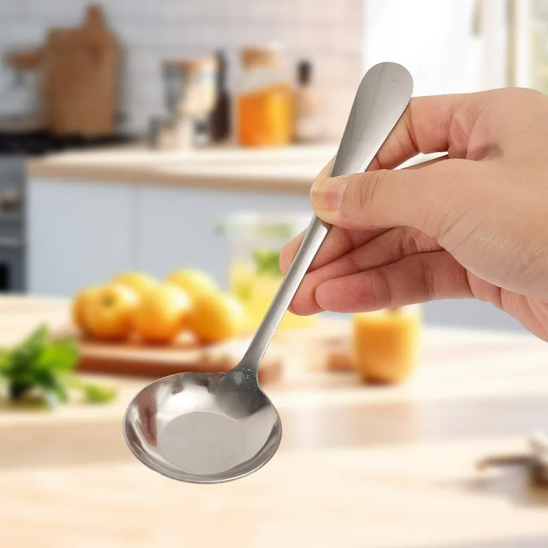 1/10PCS Ronde Kop Soeplepel Rvs Lange Steel Roerlepel Draagbare Dessert Koffie Scoop Thuis keuken Servies