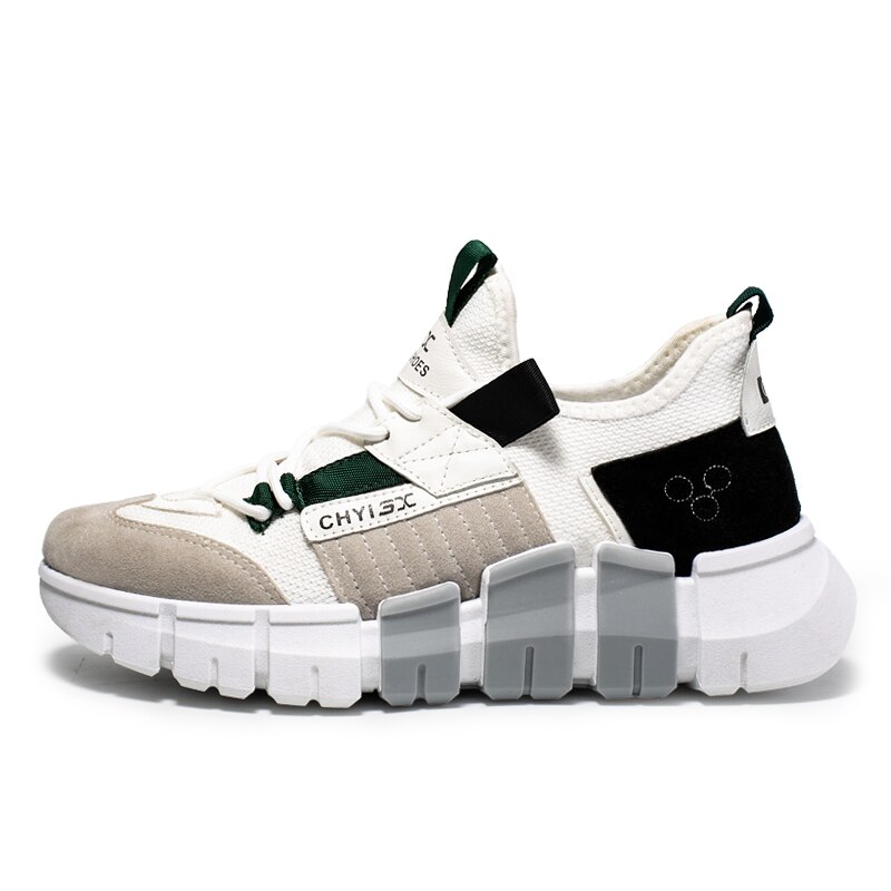 Basket Homme nouveaux hommes Tennis chaussures respirant épais baskets Fitness Sport mâle Air maille chaussures Tenis Masculino: WHITE / 7