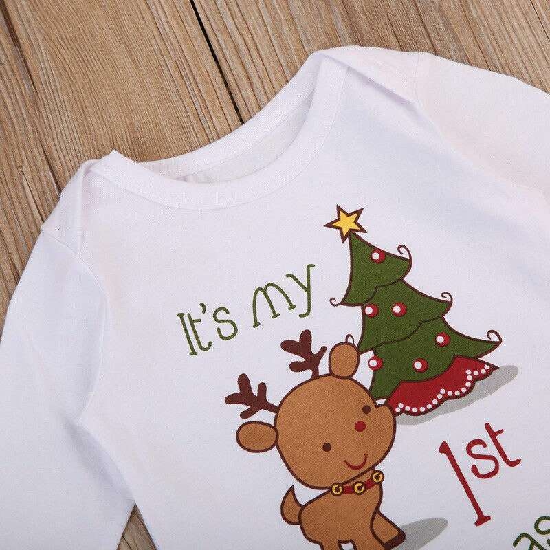 Letter Printed Children Boy Girls Cotton Tops Rompers Long Sleeve Christmas Cute Deer Infant Baby Girls Boys Romper Outfit