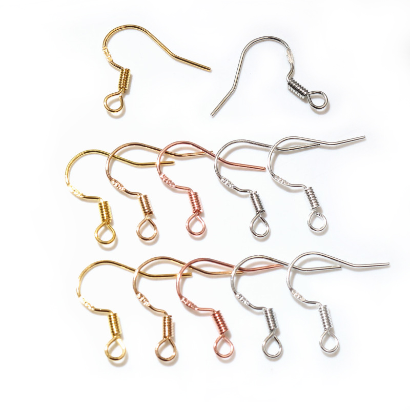 50 Uds. De 2 estilos, 925 de plata esterlina, pendientes de oro de rodio, ganchos, accesorios para hacer joyas